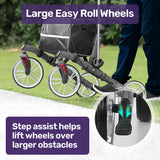 EQUIPMED Upright Rollator Walker with Forearm Rest Supports, Mobilty Aid with Seat, Grey - Low Angle