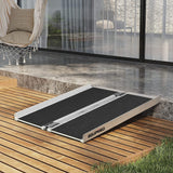 EQUIPMED 91cm Portable Folding Aluminium Access Ramp, 272kg Rated, Black Ultra-Grip, for Wheelchair, Mobility Scooter