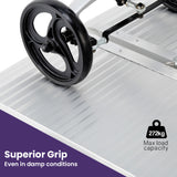 EQUIPMED 123cm Portable Folding Aluminium Access Ramp 272kg Rated, Silver, for Wheelchair, Mobility Scooter - Front View