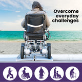 EQUIPMED 123cm Portable Folding Aluminium Access Ramp 272kg Rated, Silver, for Wheelchair, Mobility Scooter - Close-Up Angle