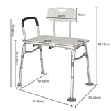 Equipmed Bath Transfer Bench Chair, Bathtubs or Shower, 125kg Capacity, for Seniors Elderly, White - Side View