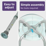 Equipmed Shower Chair Bath Stool, with 360-degree Swivel Rotating Seat for Elderly, White/Blue - Close-Up Angle