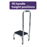 Equipmed Bath and Shower Assistance Step Mobility Aid, 150kg Max Capacity, with Handle Height Adjustment - Side View