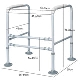 Equipmed Over Toilet Support Frame Safety Grab Aid Rail, 125kg Capacity, Adjustable Height and Width - 45-Degree Angle