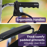 Equipmed Folding Manual Reclining Wheelchair Self Propelled, 24' Rear Wheels, Chrome Steel Frame, 46cm Wide Seat, 100kg Capacity, Park Brakes - Close-Up Angle