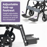 Equipmed Folding Transit Wheelchair, Lightweight Aluminium for Easy Transport, Grey - Extra Image