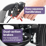 Equipmed Folding Transit Wheelchair, Lightweight Aluminium for Easy Transport, Grey - Top-Down View