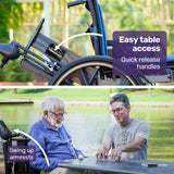 EQUIPMED Electric Wheelchair Folding, Long Range, Airline Approved, Lithium Battery, 24' Light Rear Wheels, Matte Black/Blue - Extra Image