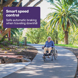 EQUIPMED Electric Wheelchair Folding, Long Range, Airline Approved, Lithium Battery, 24' Light Rear Wheels, Matte Black/Blue - Extra Image