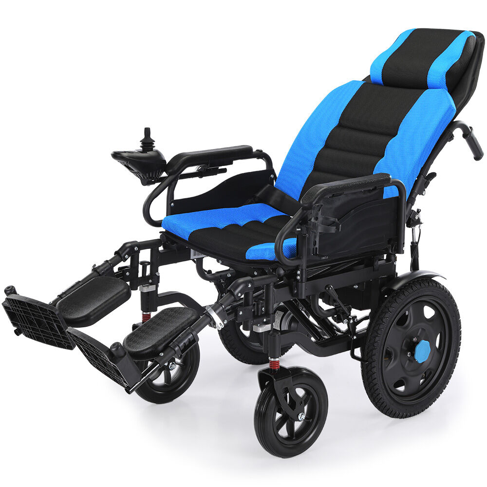 EQUIPMED Power Electric Wheelchair, Wide Bariatric Chair, Comfortable for S-XL, Long Range, Recline Adjustment, Lithium Battery, 16' Wheels, Headrest, Folding