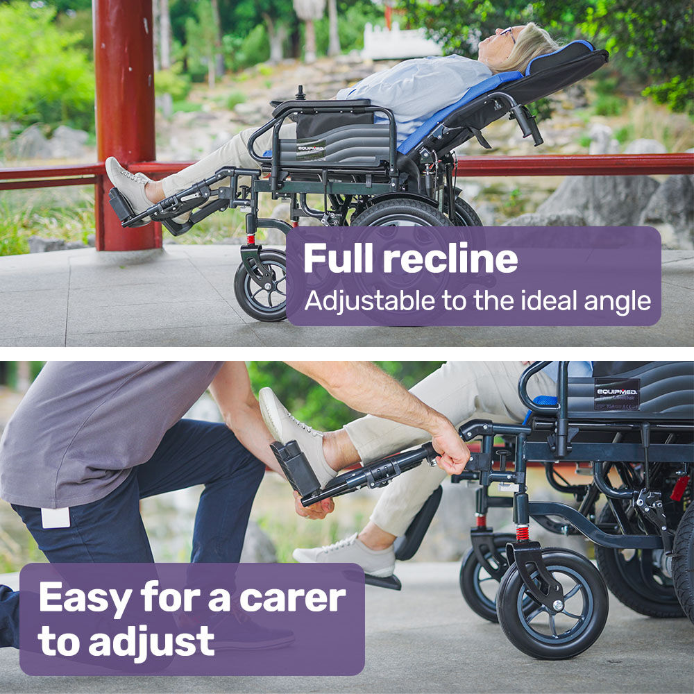 EQUIPMED Power Electric Wheelchair, Wide Bariatric Chair, Comfortable for S-XL, Long Range, Recline Adjustment, Lithium Battery, 16' Wheels, Headrest, Folding