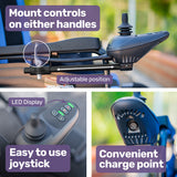 EQUIPMED Power Electric Wheelchair, Wide Bariatric Chair, Comfortable for S-XL, Long Range, Recline Adjustment, Lithium Battery, 16' Wheels, Headrest, Folding - Low Angle