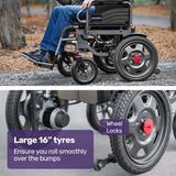 EQUIPMED Electric Folding Wheelchair, Wide Bariatric Chair Seat, Comfortable for S-XL, Long Range, Lithium Battery, Black - Extra Image