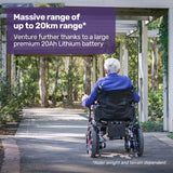 EQUIPMED Electric Folding Wheelchair, Wide Bariatric Chair Seat, Comfortable for S-XL, Long Range, Lithium Battery, Black - Side View