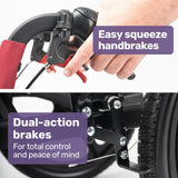 Equipmed Folding Transit Wheelchair, Lightweight Aluminium for Easy Transport, Crimson Red - Top-Down View