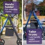 EQUIPMED 4 Wheel Lightweight Rollator Walker, Aluminium Frame, Seat, Carry Bag, for Seniors, Blue - Extra Image