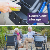 EQUIPMED 4 Wheel Lightweight Rollator Walker, Aluminium Frame, Seat, Carry Bag, for Seniors, Blue - Extra Image