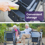 EQUIPMED 4 Wheel Lightweight Rollator Walker, Aluminium Frame, Seat, Carry Bag, for Seniors, Titanium Style - Extra Image