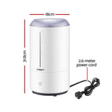 Devanti Ultrasonic Humidifier Aroma Diffuser Top Fill Quiet Bedroom 4L White - Front View