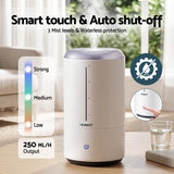 Devanti Ultrasonic Humidifier Aroma Diffuser Top Fill Quiet Bedroom 4L White - 45-Degree Angle