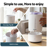 Devanti Ultrasonic Humidifier Aroma Diffuser Top Fill Quiet Bedroom 4L White - Close-Up Angle