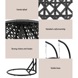 Gardeon Outdoor Swing Chair Hanging Rattan Patio Furniture Pod Stand Cushion 2 Seater - Close-Up Angle