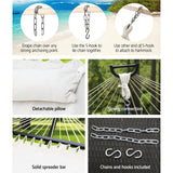 Gardeon Hammock Bed Outdoor Camping Portable Hanging Chair 2 Person Piillow - Close-Up Angle