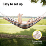 Gardeon Hammock Bed Outdoor Camping Hammocks Beige Grey - 45-Degree Angle