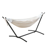 Gardeon Hammock Bed Camping Chair Outdoor Lounge Single Cotton with Stand - Side View