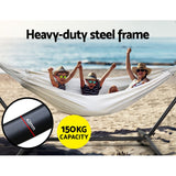 Gardeon Hammock Bed Camping Chair Outdoor Lounge Single Cotton with Stand - 45-Degree Angle