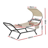 Gardeon Hammock Bed w/ Stand Sun Lounge Chair Beige - Front View