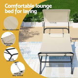 Gardeon Hammock Bed w/ Stand Sun Lounge Chair Beige - 45-Degree Angle