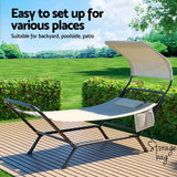 Gardeon Hammock Bed w/ Stand Sun Lounge Chair Beige - Rear View
