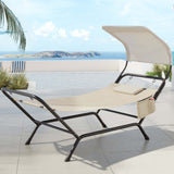 Gardeon Hammock Bed w/ Stand Sun Lounge Chair Beige - Close-Up Angle
