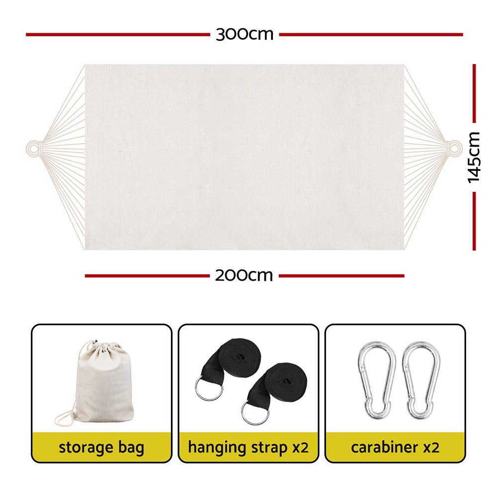 Gardeon Portable Double Hammock with Travel Bag - Cream Outdoor Relaxation Chair