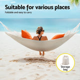 Gardeon Portable Double Hammock with Travel Bag - Cream Outdoor Relaxation Chair - 45-Degree Angle