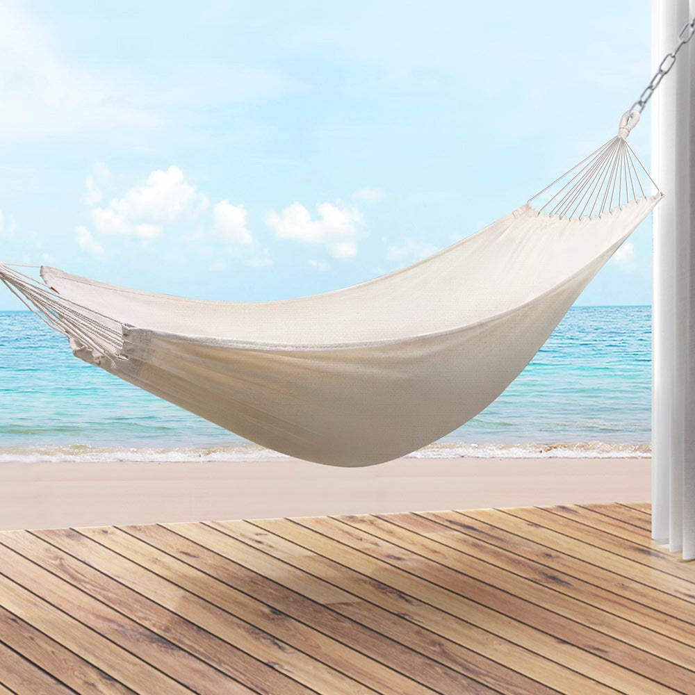Gardeon Portable Double Hammock with Travel Bag - Cream Outdoor Relaxation Chair