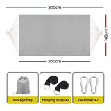 Gardeon Portable Double Hammock Bed with Carry Bag for Outdoor Relaxation - Grey - Front View