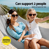 Gardeon Portable Double Hammock Bed with Carry Bag for Outdoor Relaxation - Grey - Top-Down View