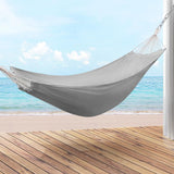 Gardeon Portable Double Hammock Bed with Carry Bag for Outdoor Relaxation - Grey - Close-Up Angle