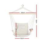 Gardeon Hammock Chair Hanging with Armrest Camping Hammocks Cream