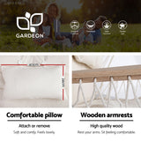 Gardeon Hammock Chair with Steel Stand Armrest Outdoor Hanging Cream - Top-Down View