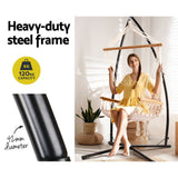 Gardeon Hammock Chair with Steel Stand Armrest Outdoor Hanging Cream - 45-Degree Angle