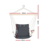 Gardeon Hammock Chair Hanging with Armrest Camping Hammocks Grey - Front View