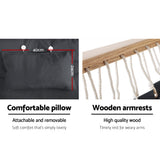 Gardeon Hammock Chair Hanging with Armrest Camping Hammocks Grey - Rear View