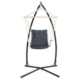 Gardeon Hammock Chair with Steel Stand Armrest Outdoor Hanging Grey - Side View