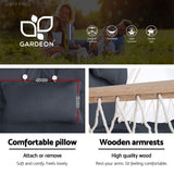 Gardeon Hammock Chair with Steel Stand Armrest Outdoor Hanging Grey - Top-Down View