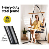Gardeon Hammock Chair with Steel Stand Armrest Outdoor Hanging Grey - 45-Degree Angle