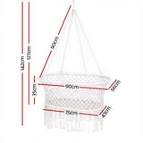 Gardeon Hammock Chair Cotton Swing Chair Outdoor Indoor Cream - Front View