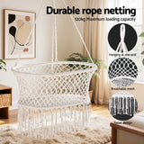 Gardeon Hammock Chair Cotton Swing Chair Outdoor Indoor Cream - Top-Down View